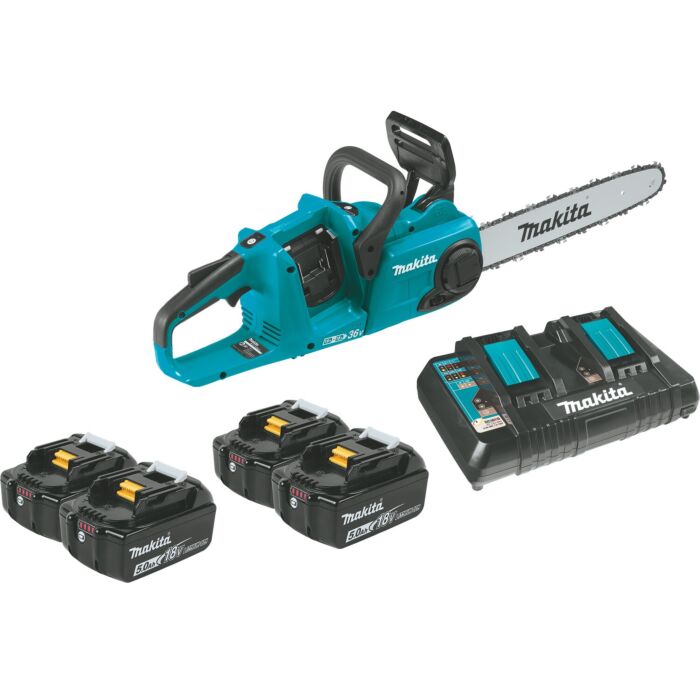 Makita 36V (18V X2) LXT® Brushless 14" Chain Saw Kit with 4 Batteries (5.0Ah)