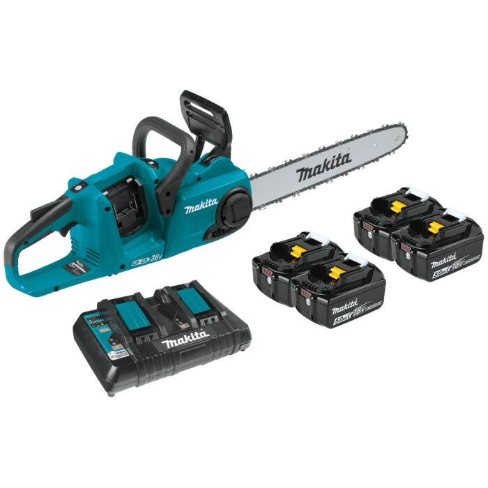 Makita 36V LXT 5.0 Ah Brushless 16 in. Chain Saw w/ 4 Batteries (Kit)