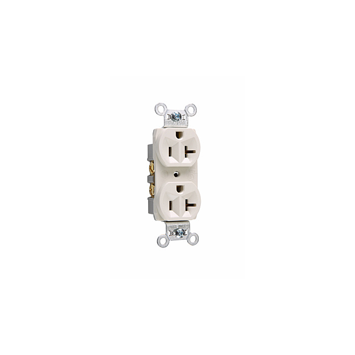 Pass & Seymour 20A 125V Commercial Spec-Grade Duplex Receptacle, Side Wire, Light Almond