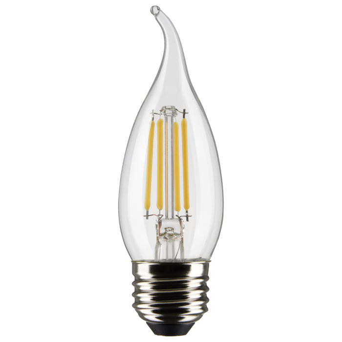Satco 4 Watt CA10 LED Filament - Clear - Medium Base - 2700K - 350 Lumens - 120 Volt - 2-Pack