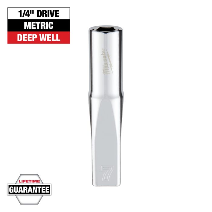 Milwaukee 1/4" Drive 7mm Metric Deep Socket with FOUR FLAT™ Sides