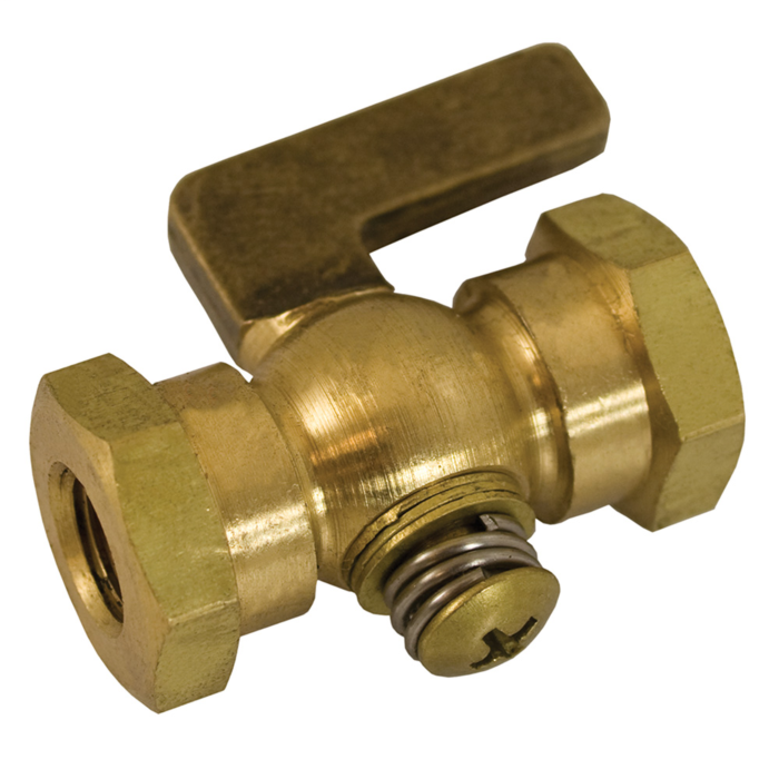 1/8" x 1/8" Satin Brass Air Cock Female x Female, Tee Handle, Round Shoulder
