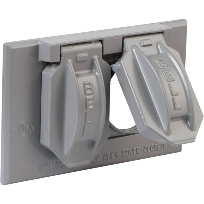 Bell Horizontal Duplex Aluminum Gray Weatherproof Outdoor Outlet