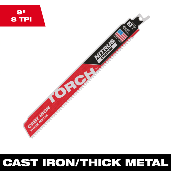 Milwaukee 9" 8 TPI TORCH™ with NITRUS™ Carbide SAWZALL® Blade for Cast Iron (1 PK)