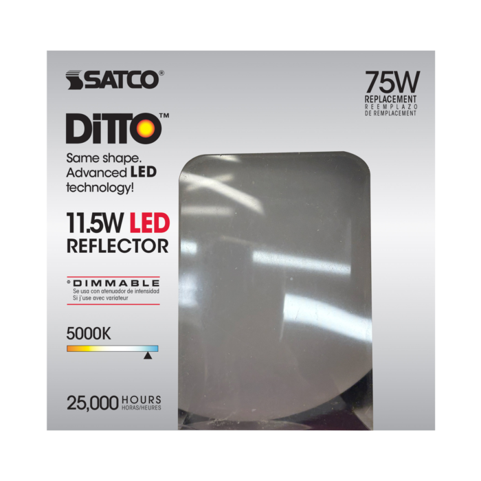 Satco 11.5 Watt - LED BR40 - 5000K - 103 deg. Beam Angle - Medium base - 120 Volt - dimmable