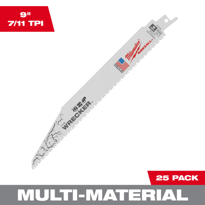 Milwaukee 9" 7/11 TPI WRECKER™ SAWZALL® Blade for Multi-Material (25 PK)