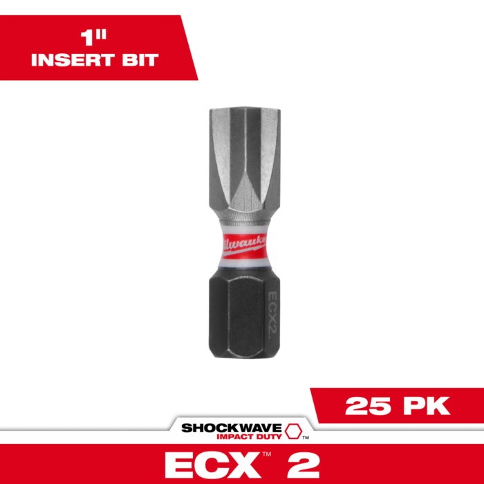 Milwaukee SHOCKWAVE™ Impact Duty 1" Impact Duty ECX™ 2 Insert Bits (25 PK)