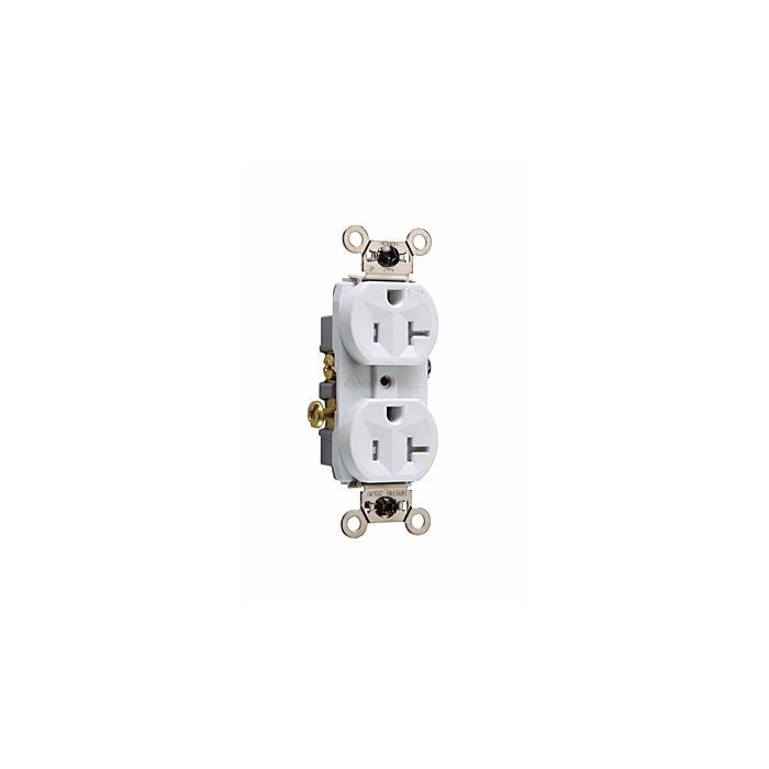 Pass & Seymour 20A 125V Commercial Grade Tamper-Resistant Weather-Resistant Duplex Receptacle, White