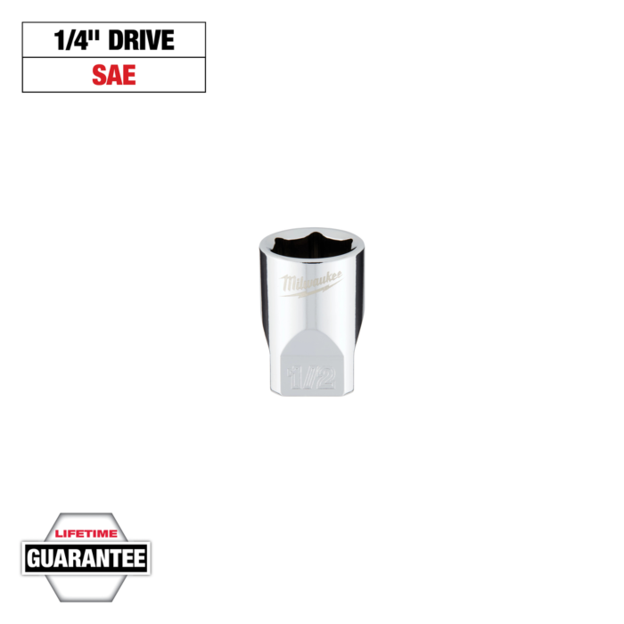 Milwaukee 1/4" Drive 1/2" SAE Deep Socket with FOUR FLAT™ Sides