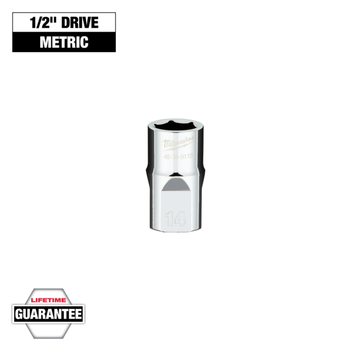 Milwaukee 1/2" Drive 14MM Metric 6-Point Socket with FOUR FLAT™ Sides