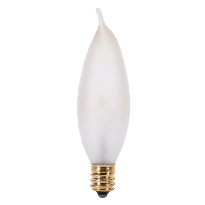 Satco 25 Watt CA8 Incandescent - Frost - 1500 Average rated hours - 200 Lumens - Candelabra base - 120 Volt - 2-Card