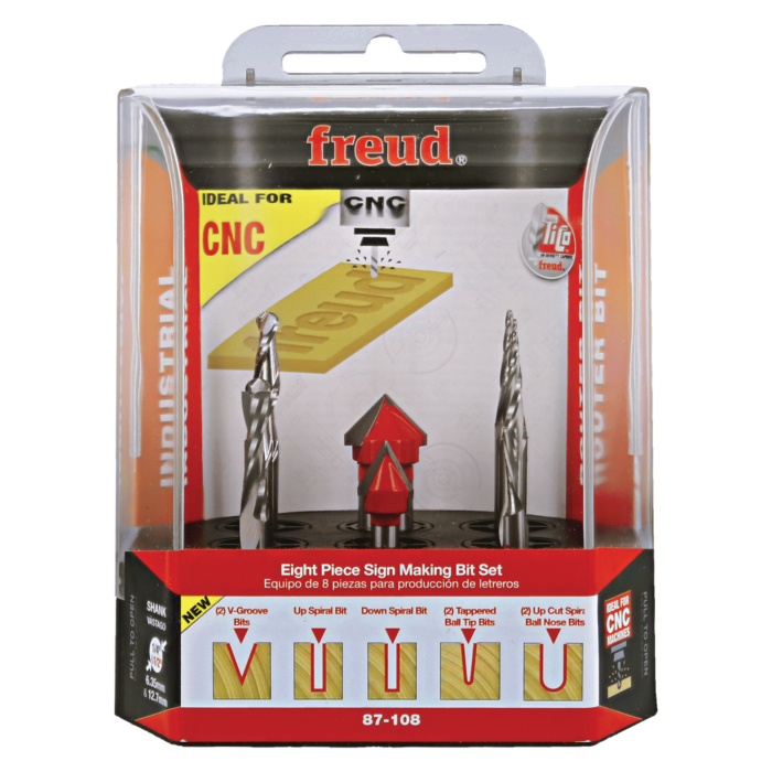 Freud Tools 8 Piece CNC Router Bit Signmaking Set