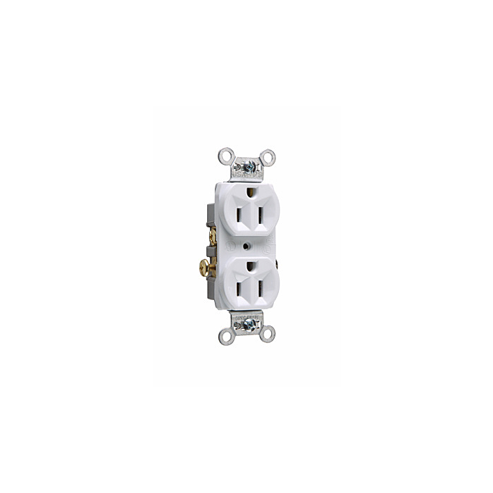 Pass & Seymour 15A 125V Commercial Spec-Grade Duplex Receptacle, Side Wire, White