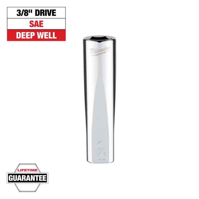 Milwaukee 3/8" Drive 7/16" SAE Deep Socket with FOUR FLAT™ Sides