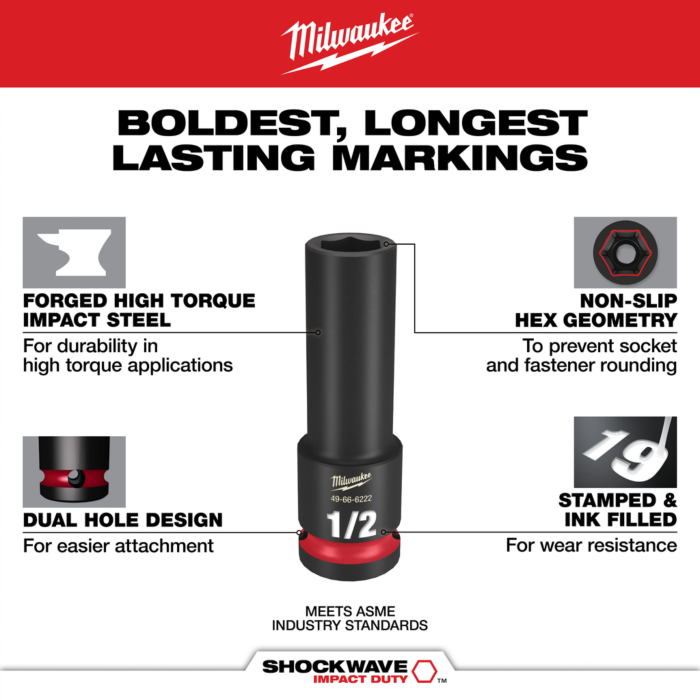 Milwaukee 17PC SHOCKWAVE™ Impact Duty Socket 3/8” Drive SAE Set