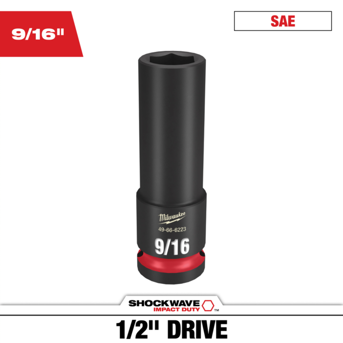 Milwaukee SHOCKWAVE™ Impact Duty 1/2" Drive 9/16" Deep 6 Point Socket