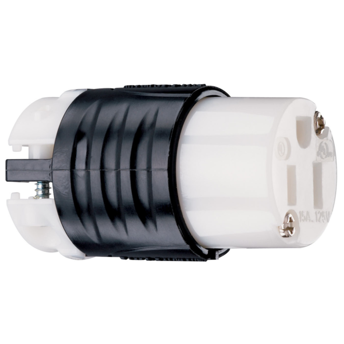 Pass & Seymour 15A, 125V Extra-Hard Use Spec-Grade Connector, Black and White