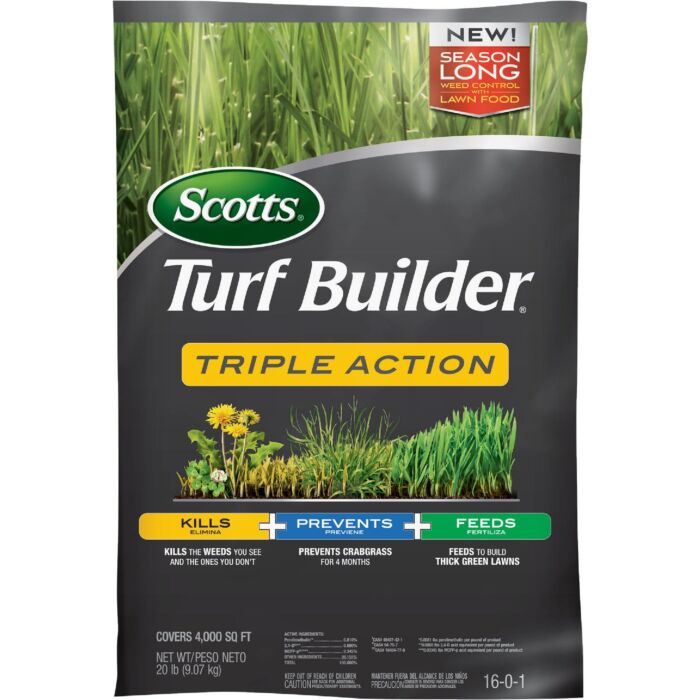 Scotts Turf Builder Triple Action 34 Lb. 12,000 Sq. Ft. Weed Killer Plus  Lawn Fertilizer