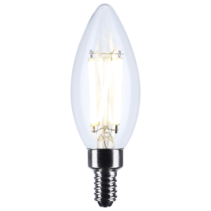 Satco 8 Watt C11 LED Filament - Clear - Candelabra base - 2700K - 90 CRI - 760 Lumens - 120 Volt