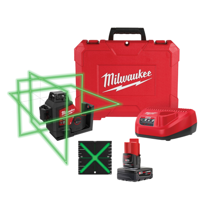 Milwaukee M12™ Green 360° 3-Plane Laser Kit