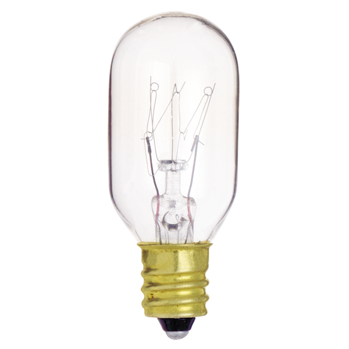 Satco 15 Watt T7 Incandescent - Clear - 2500 Average rated hours - 95 Lumens - Candelabra base - 130 Volt - Carded