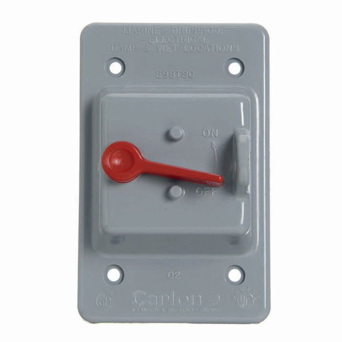 Vertical Mount Toggle Switch Box Cover, Length 4.75 Inches, Width 3 Inches, Material Polycarbonate, Color Gray, Pack of 10