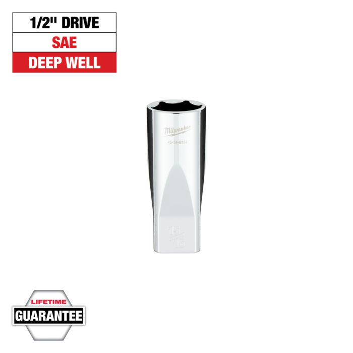 Milwaukee 1/2" Drive 15/16" SAE 6-Point Deep Socket with FOUR FLAT™ Sides