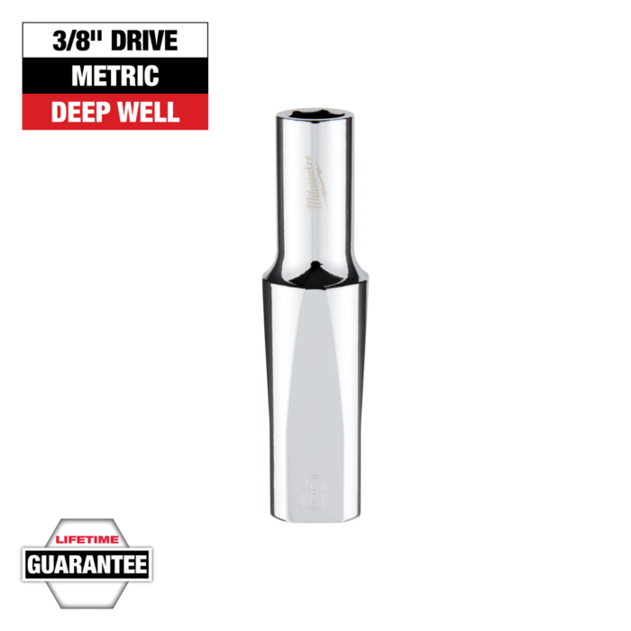 Milwaukee 3/8" Drive 8mm Metric Deep Socket with FOUR FLAT™ Sides