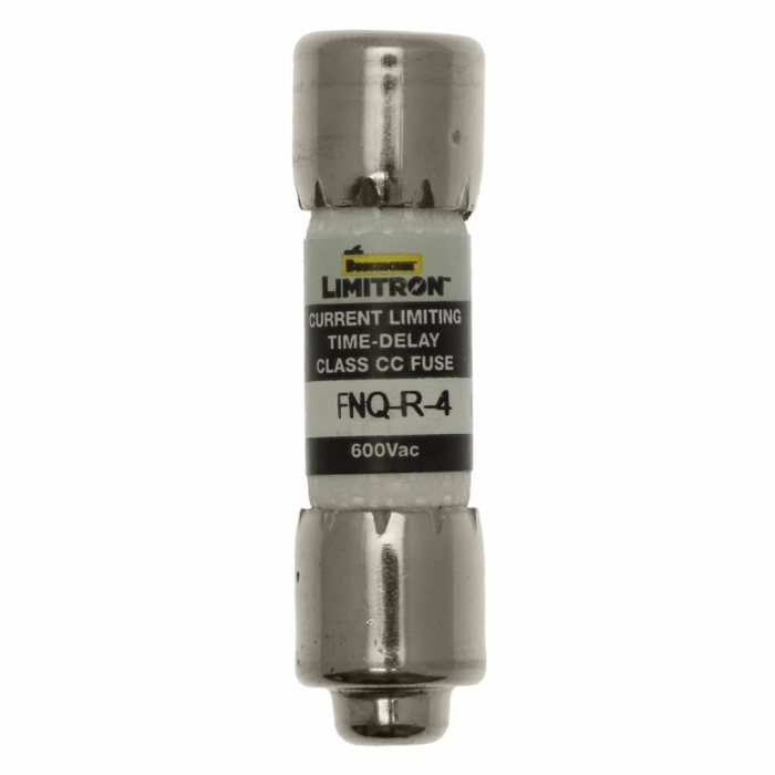 Eaton Bussmann series FNQ-R fuse, 4 A, Class CC, Non-indicating, Ferrule end x ferrule end, 12 sec at 200%, 200 kAIC, Melamine tube, Standard, 600 V