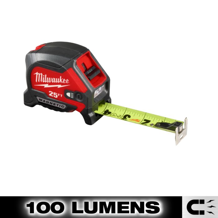 Milwaukee 25ft Magnetic Tape Measure w/ Rechargeable 100L Light