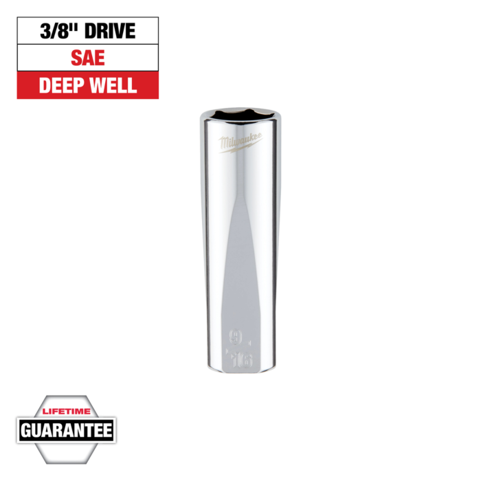 Milwaukee 3/8" Drive 9/16" SAE Deep Socket with FOUR FLAT™ Sides