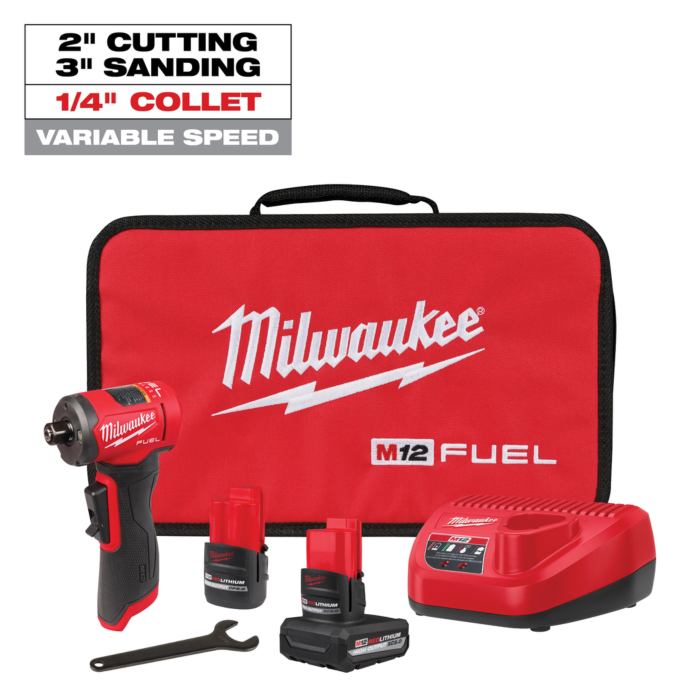 Milwaukee M12 FUEL™ 1/4" Right Angle Die Grinder Kit
