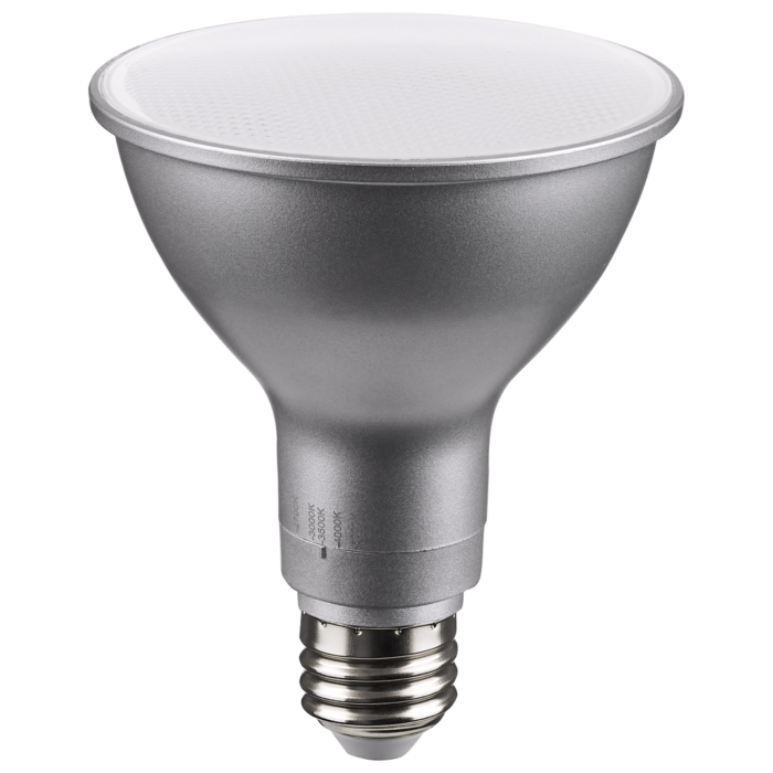 Satco 11 Watt PAR30LN LED - Medium Base - Silver Finish - CCT Selectable - 120 Volt - 40 Degree Beam Angle