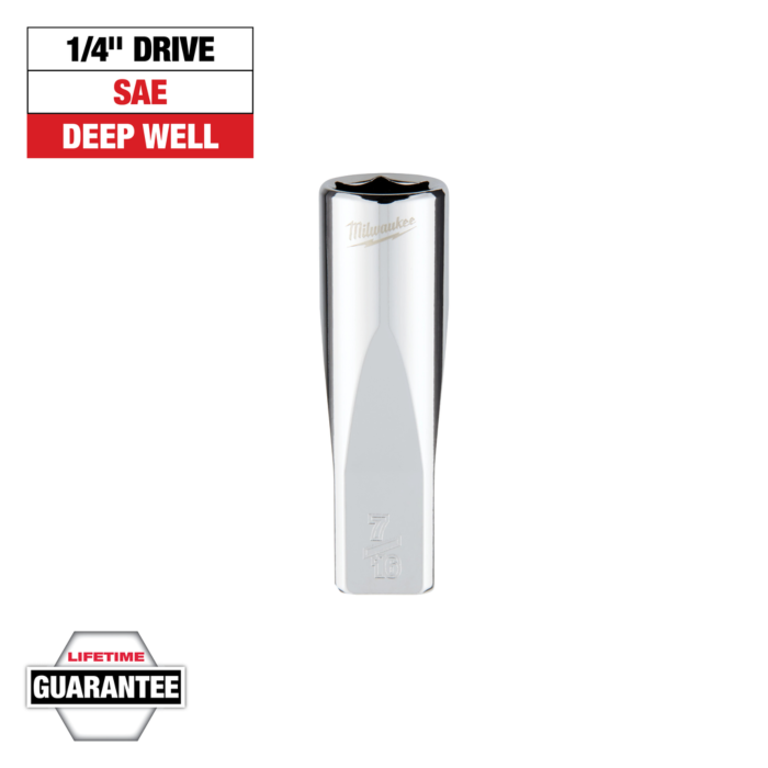 Milwaukee 1/4" Drive 7/16" SAE Deep Socket with FOUR FLAT™ Sides