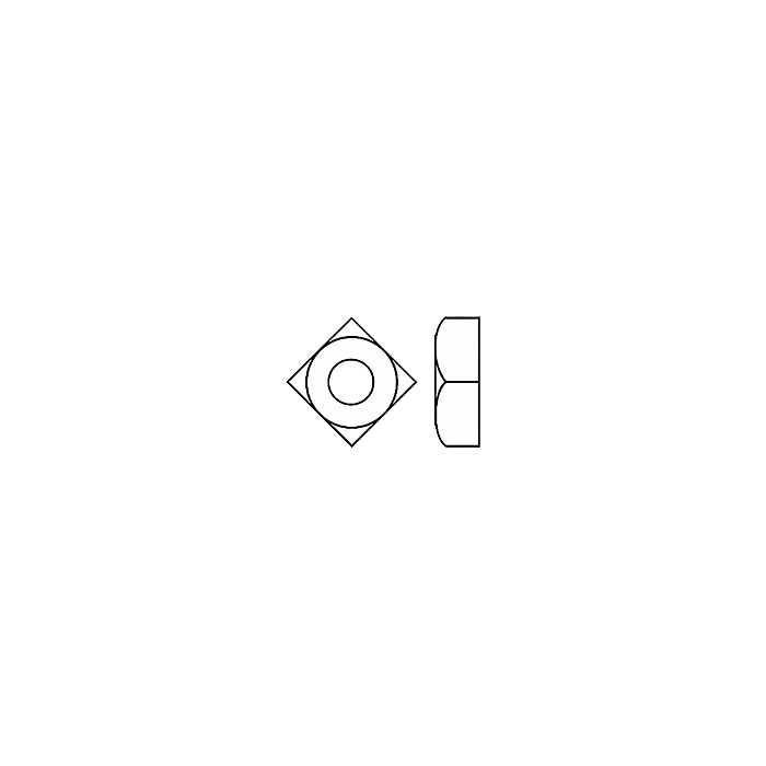Square Nut, Grade 2, Zinc Plated, 1/2-13 Thread, Cr+3