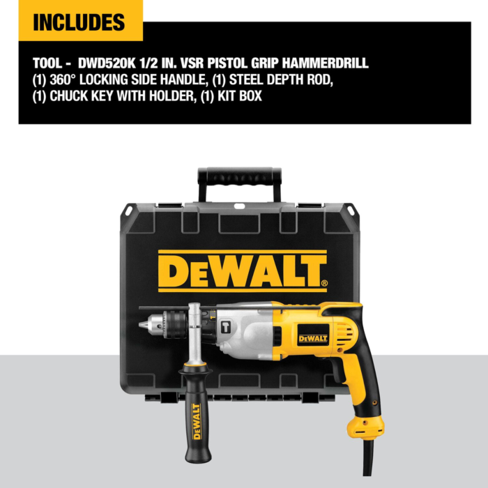 Dewalt DEWALT Hammer Drill Kit, 1/2-Inch, 10-Amp, Pistol Grip ()