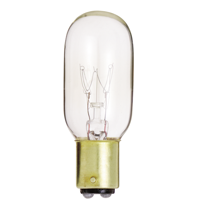 Satco 15 Watt T7 Incandescent - Clear - 2500 Average rated hours - 95 Lumens - DC Bay base - 130 Volt - Carded