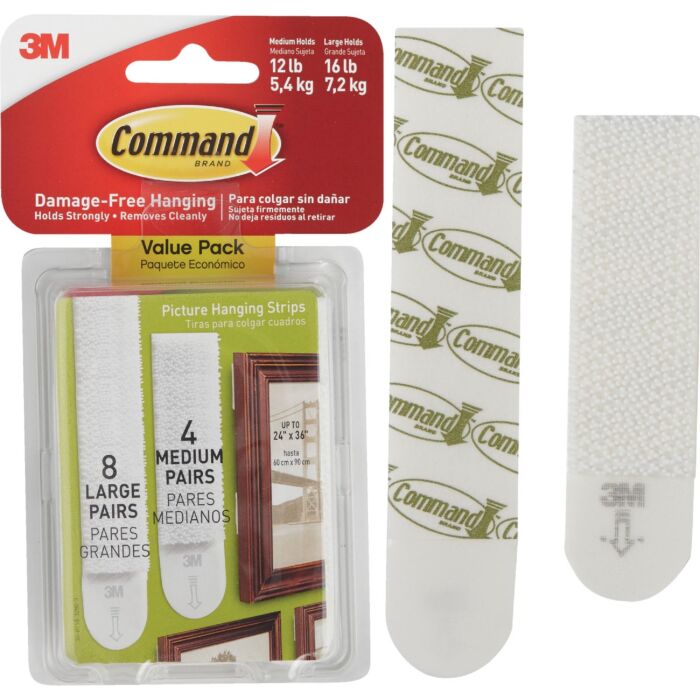 3M Command White Picture Hanging Strips Foam 12 lb. 8 pk 