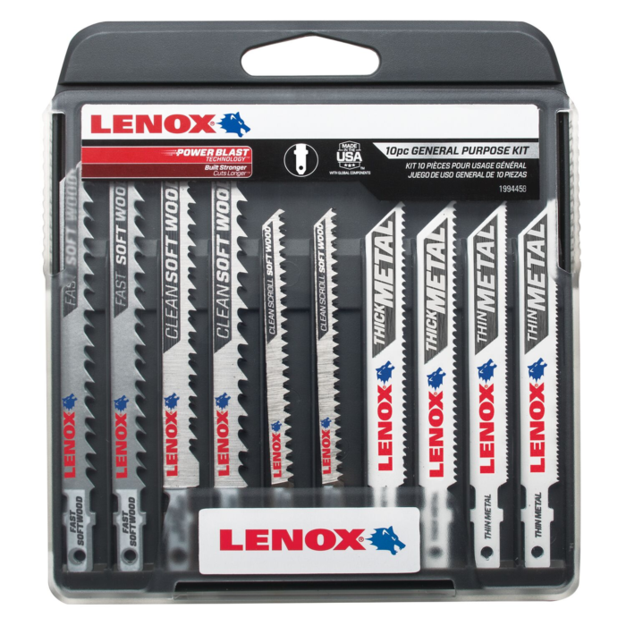 Lenox LENOX T-Shank General Purpose Jig Saw Blade Kit With Hard Case, 10-Piece