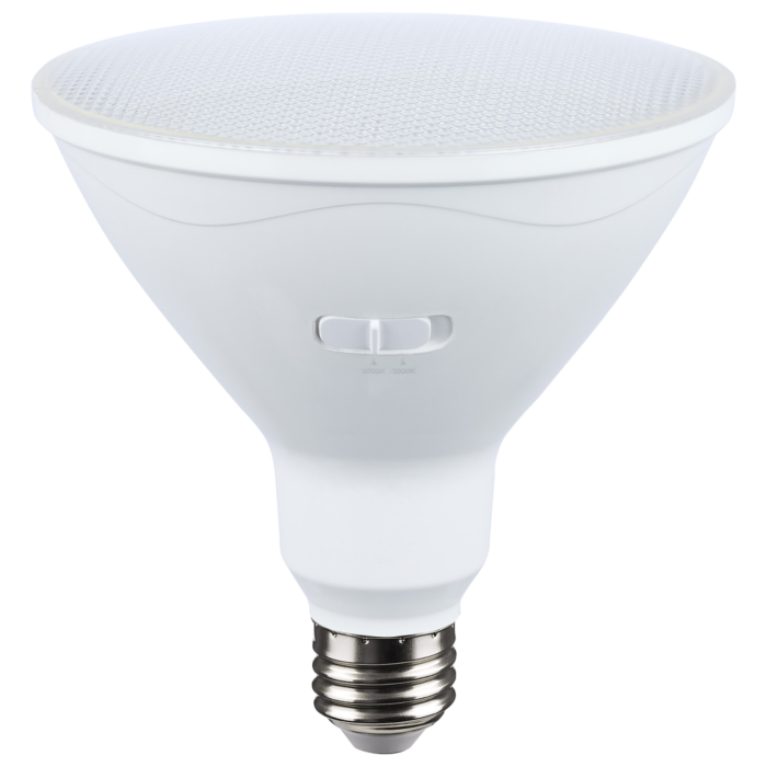 Satco 25 Watt PAR38 LED - 3000K/5000K CCT Selectable - High Lumen - Medium Base - White Finish - 120 Volt