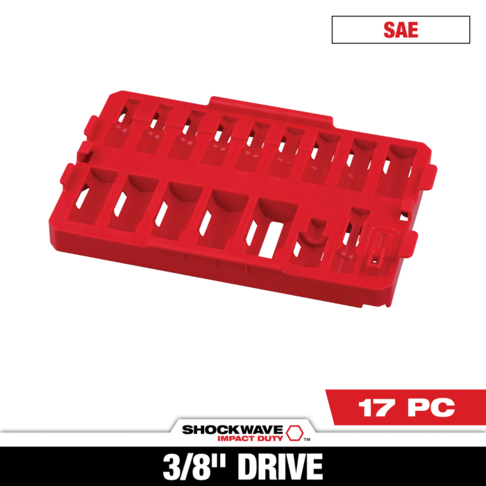 Milwaukee 17PC SHOCKWAVE™ Impact Duty Socket 3/8” Drive SAE TRAY ONLY