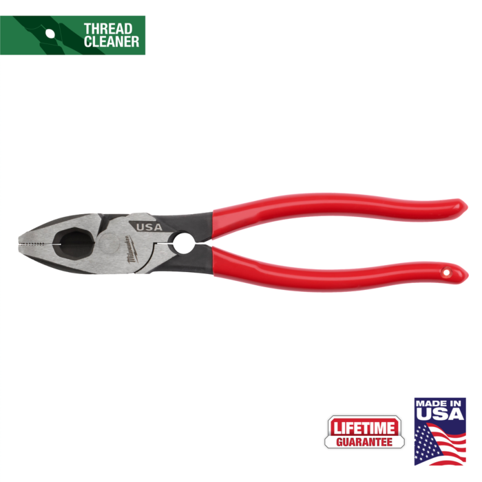 Milwaukee 9" Lineman's Dipped Grip Pliers w/ Thread Cleaner (USA)