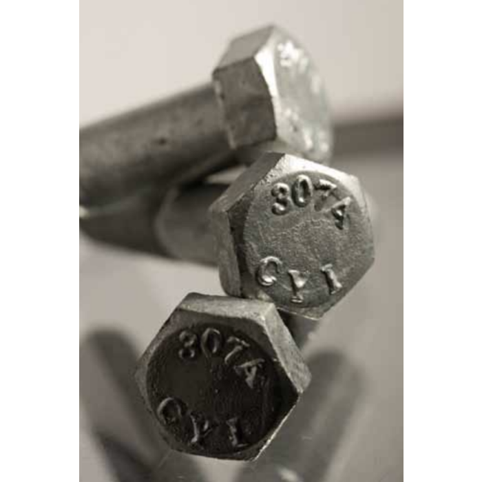 Hex Bolt, A307 Grade A, Coarse Thread, 1/4-20, 1" Length, Hot-Dipped Galvanized