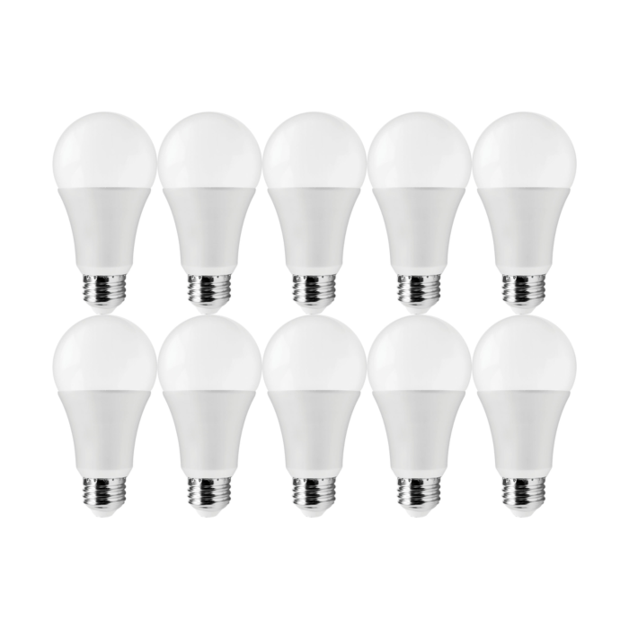 Satco 14 Watt A19 LED - 3000K - 100 Watt Replacement - Medium base - 220 deg. Beam Angle - 10-Pack