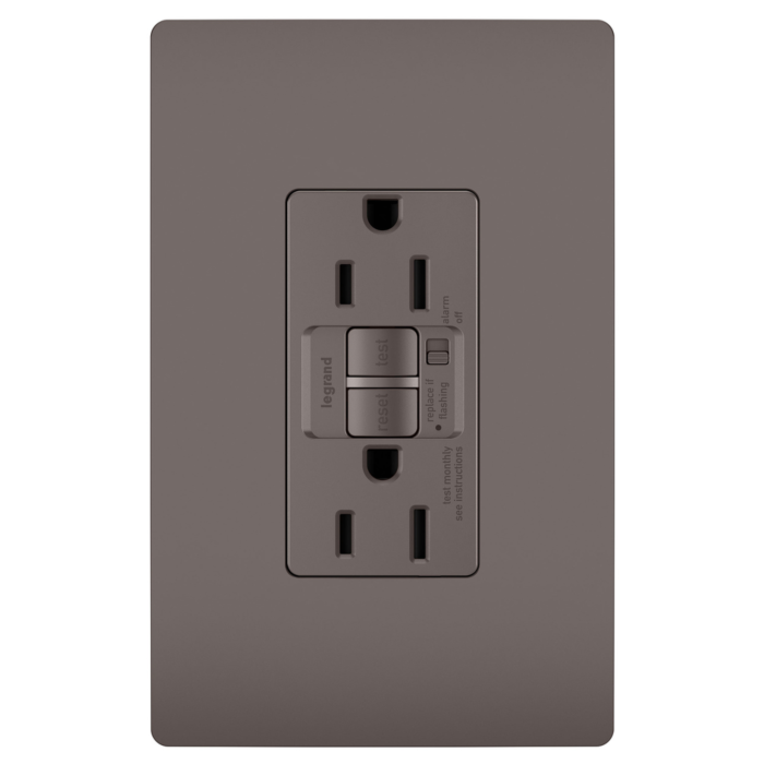 Pass & Seymour radiant® Tamper-Resistant 15A Duplex Self-Test GFCI Receptacles with SafeLock® Protection, Brown