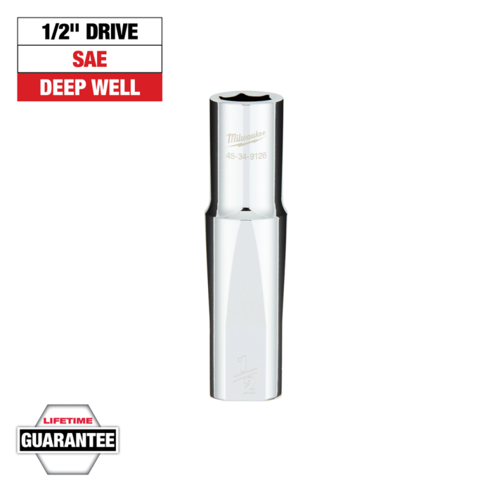 Milwaukee 1/2" Drive 1/2" SAE 6-Point Deep Socket with FOUR FLAT™ Sides