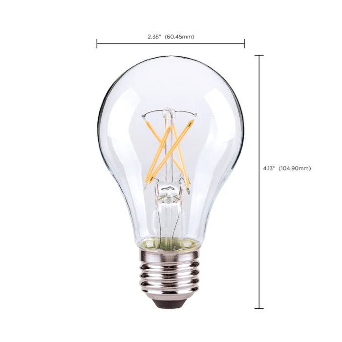 Satco 8 Watt A19 LED Filament - Clear - Medium base - 2700K - 800 Lumens - 120 Volt - Carded