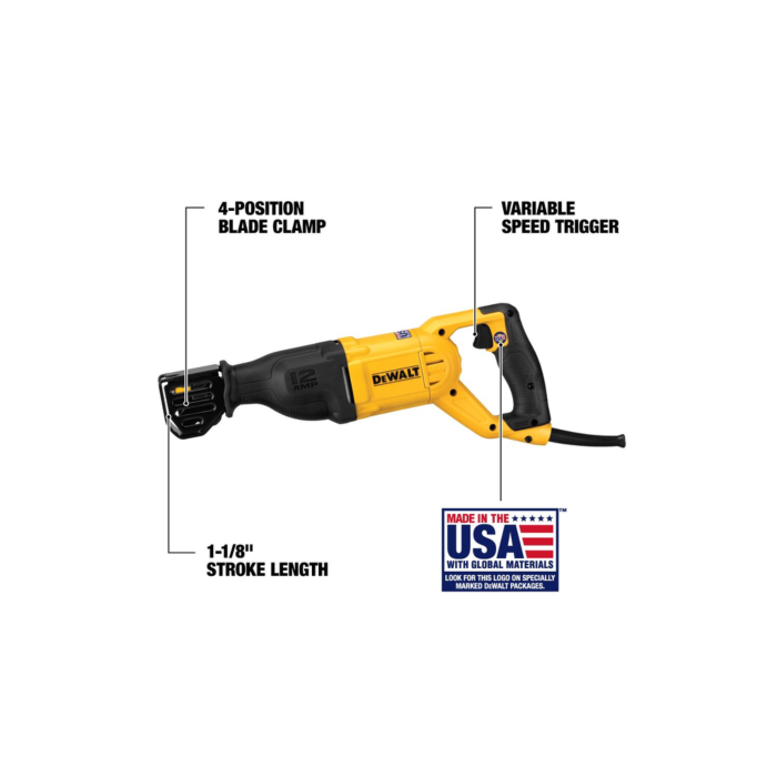 12 Amp Corded Dewalt Corded Reciprocating Saw With Case Dewalt