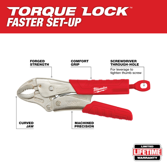 Milwaukee 2Pc 7 in. & 10 in. TORQUE LOCK™ Curved Jaw Locking Pliers Set  With Grip
