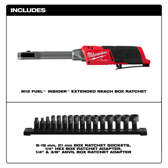 Milwaukee M12 FUEL™ INSIDER™ Extended Reach Box Ratchet